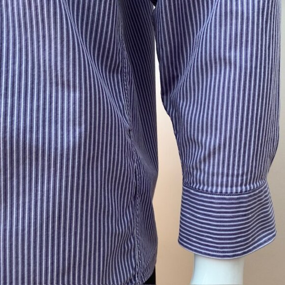 Calvin Klein Men’s 16 1/2 Shirt Purple and White Stripes Button Down Long Sleeve - Picture 5 of 6